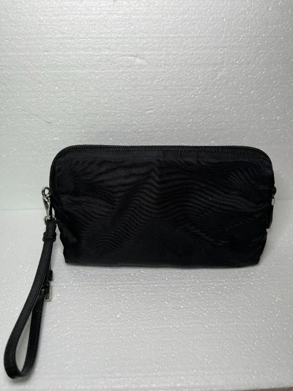 Prada Black Nylon Wristlet Pouch Authentic